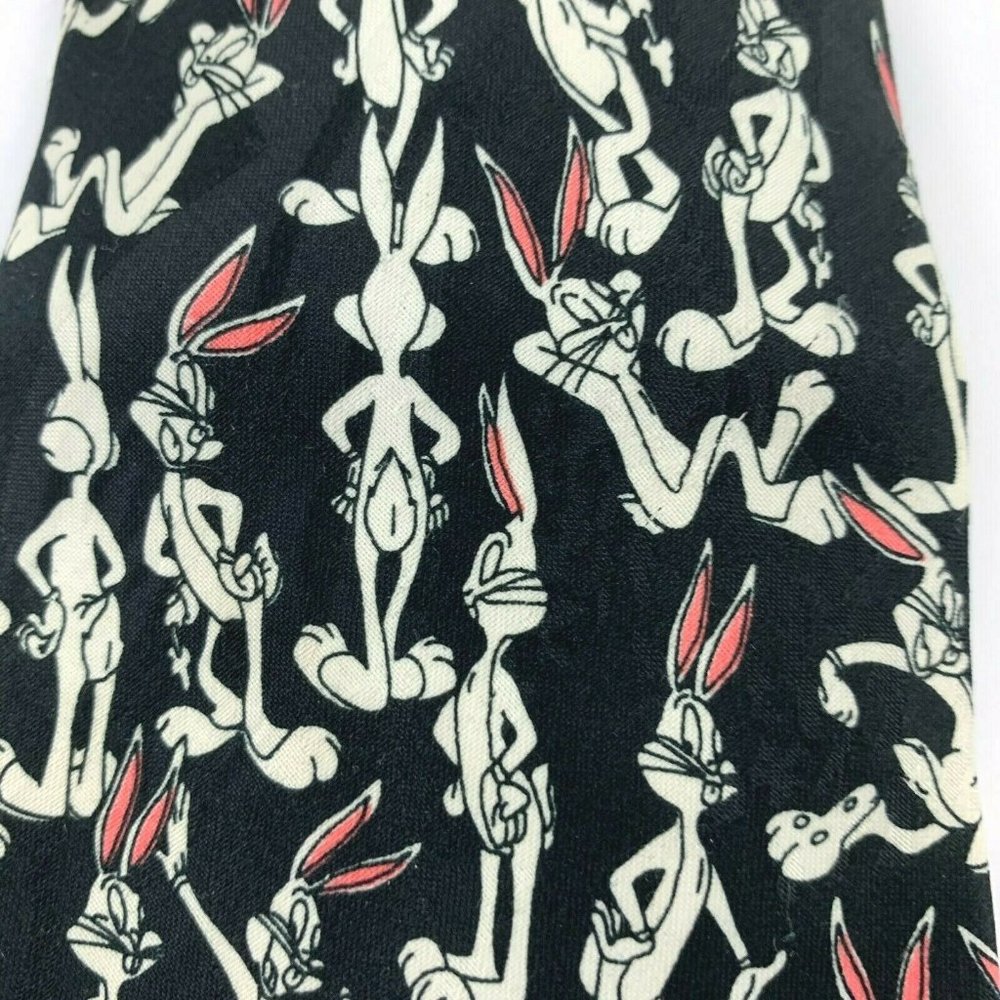 Looney Tunes Men's Novelty Necktie: Bugs Bunny w/ Poses. 1996. Black. Poly. VGC.